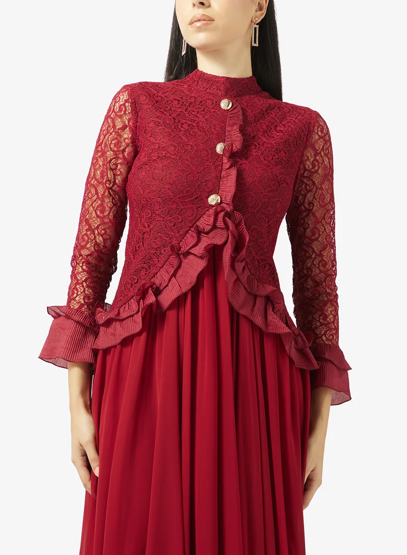 Akadia Fashion  VICTORIAN DANTEL&CHIFFON DRESS for Women | Best Price UAE